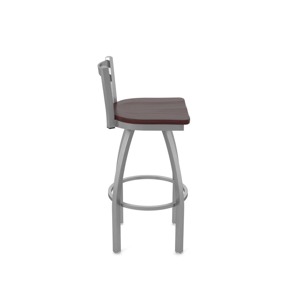 411 Jackie Low Back Stainless Steel 30" Swivel Bar Stool with Dark Cherry Maple Seat