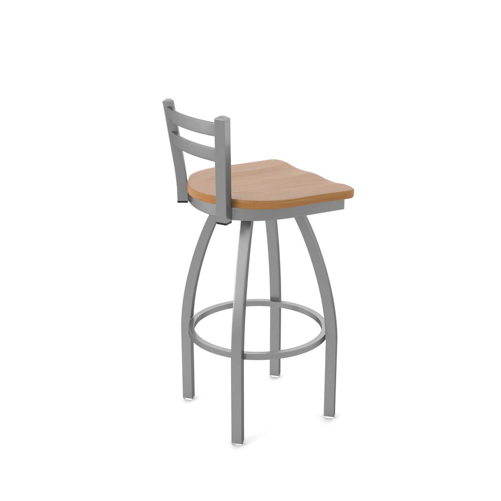 411 Jackie Low Back Stainless Steel 30" Swivel Bar Stool with Medium Maple Seat