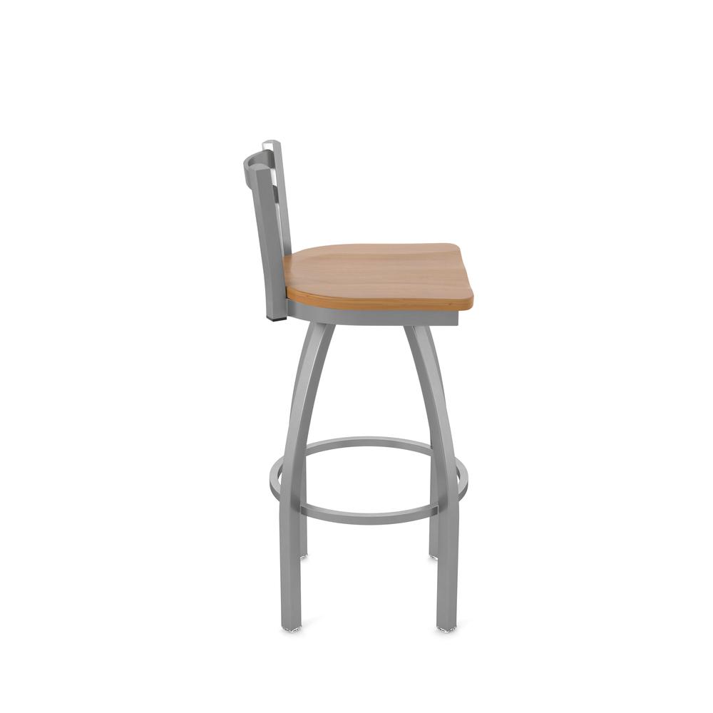 411 Jackie Low Back Stainless Steel 30" Swivel Bar Stool with Medium Maple Seat