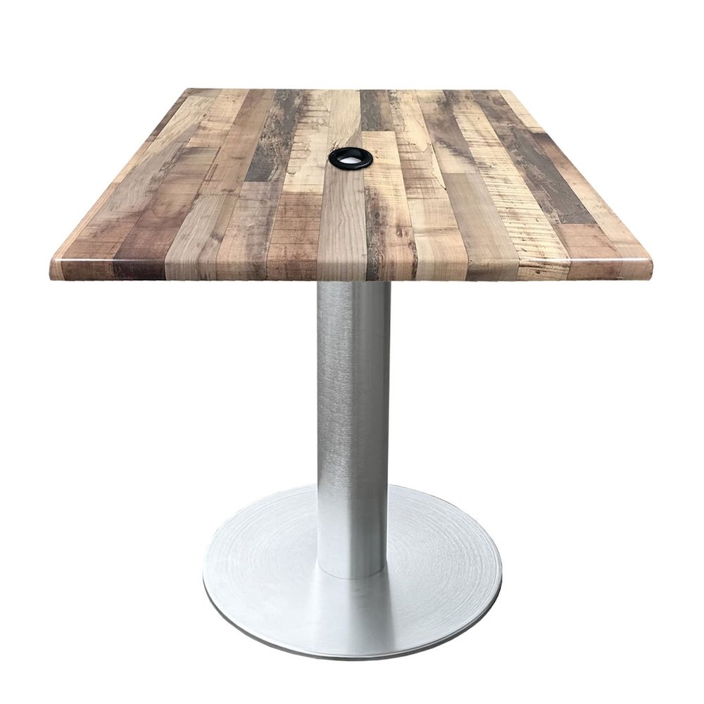 All-Season Table with 36" x 36" Square Rustic Top with Umbrella Hole