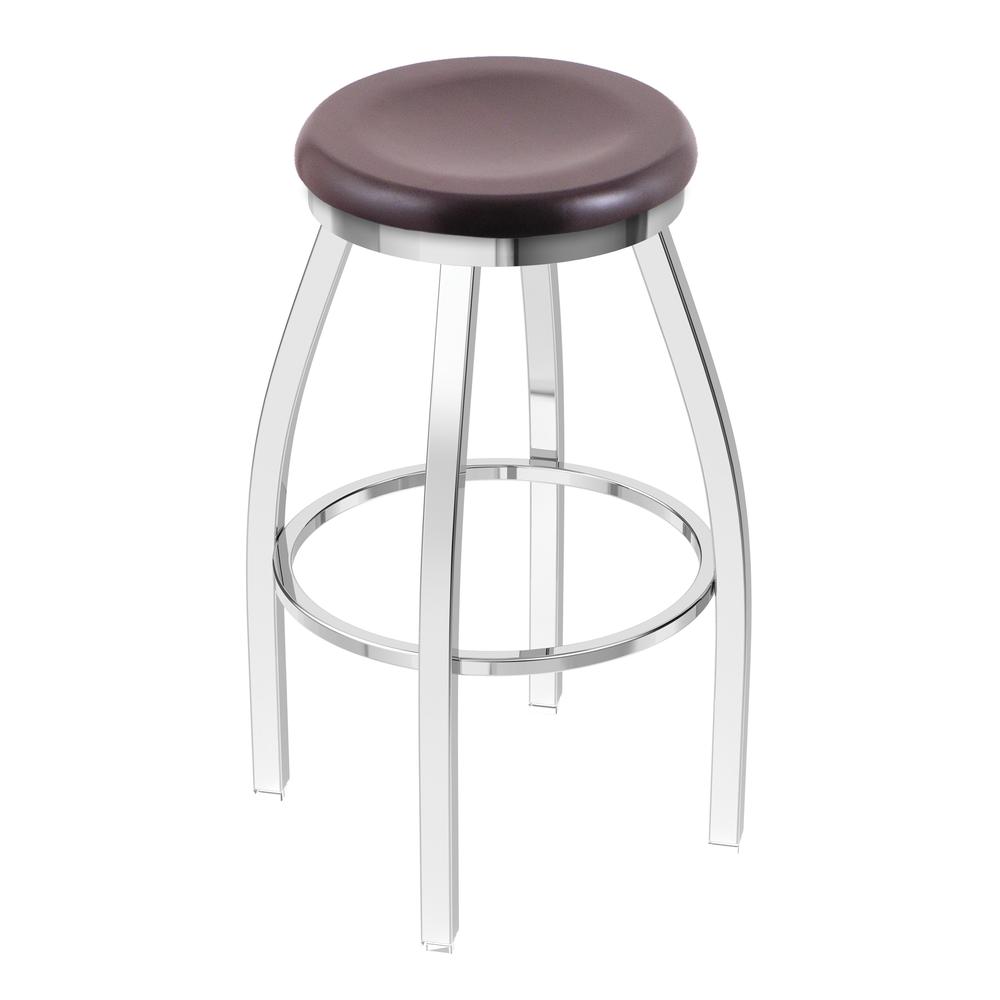 802 Misha 30" Swivel Bar Stool with Chrome Finish and Dark Cherry Maple Seat