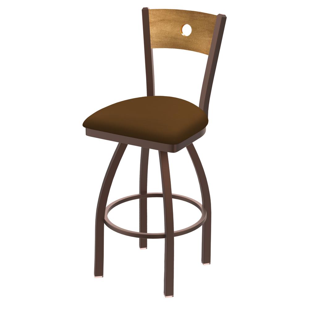 830 Voltaire 36" Swivel Counter Stool with Bronze Finish, Medium Back, and Canter Thatch Seat