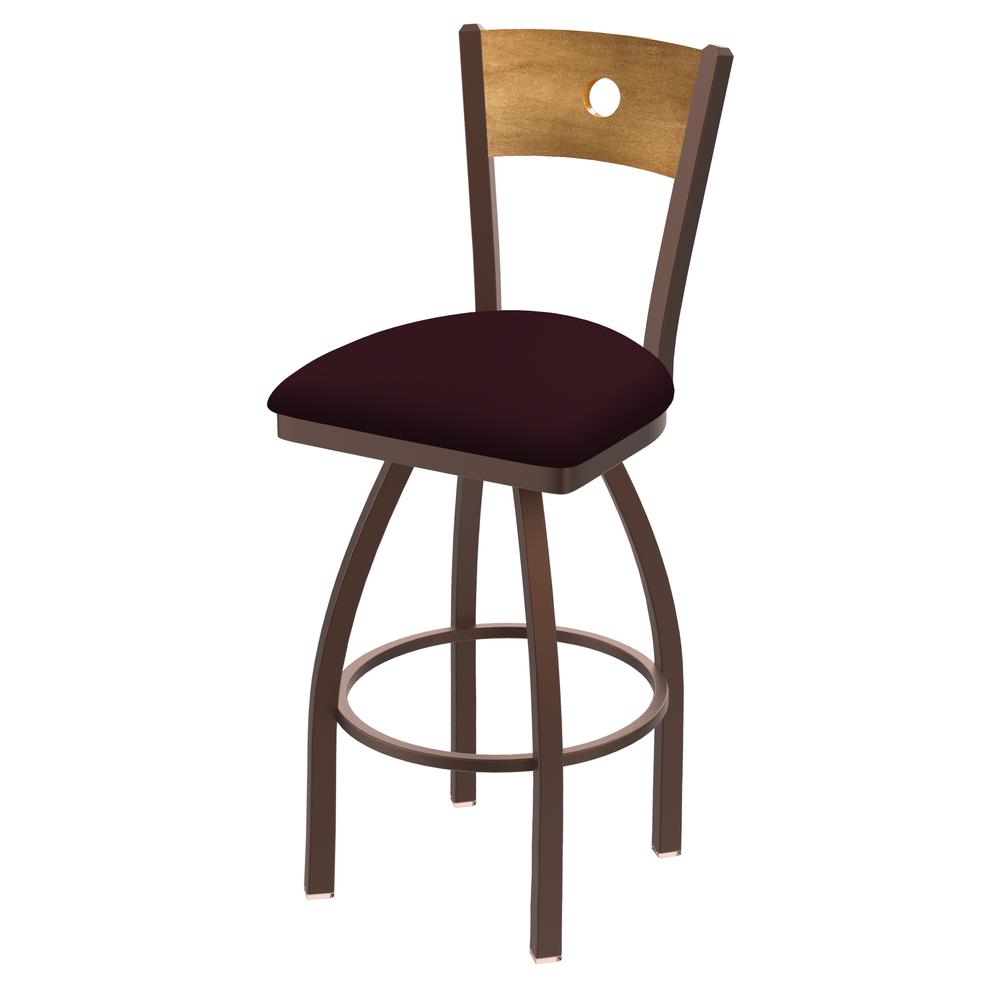 830 Voltaire 30" Swivel Counter Stool with Bronze Finish, Medium Back, and Canter Bordeaux Seat