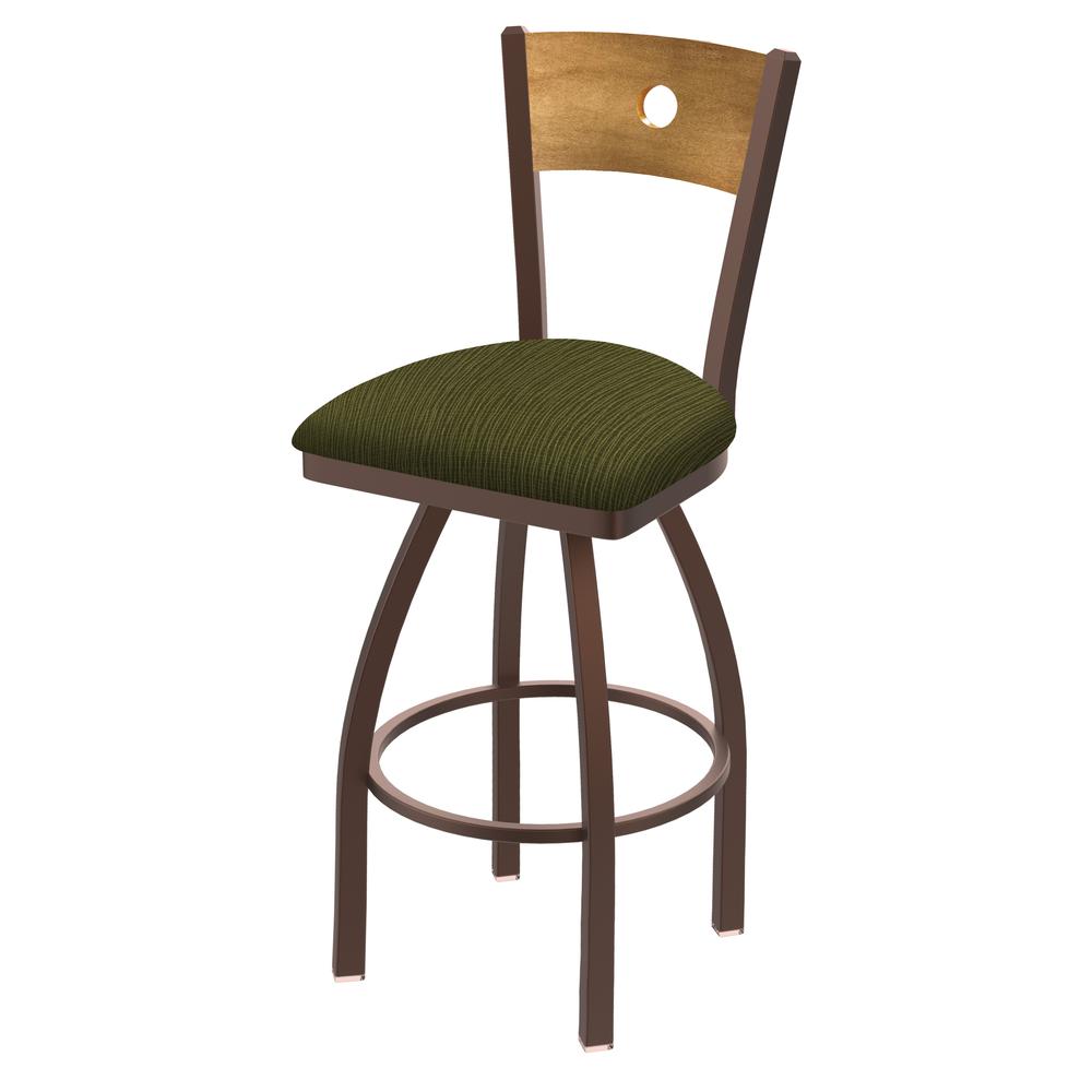 830 Voltaire 36" Swivel Counter Stool with Bronze Finish, Medium Back, and Graph Parrot Seat