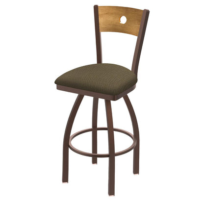 830 Voltaire 36" Swivel Counter Stool with Bronze Finish, Medium Back, and Graph Cork Seat