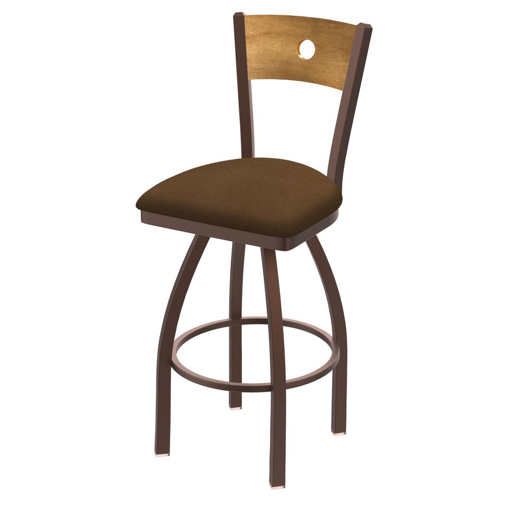 830 Voltaire 36" Swivel Counter Stool with Bronze Finish, Medium Back, and Rein Thatch Seat