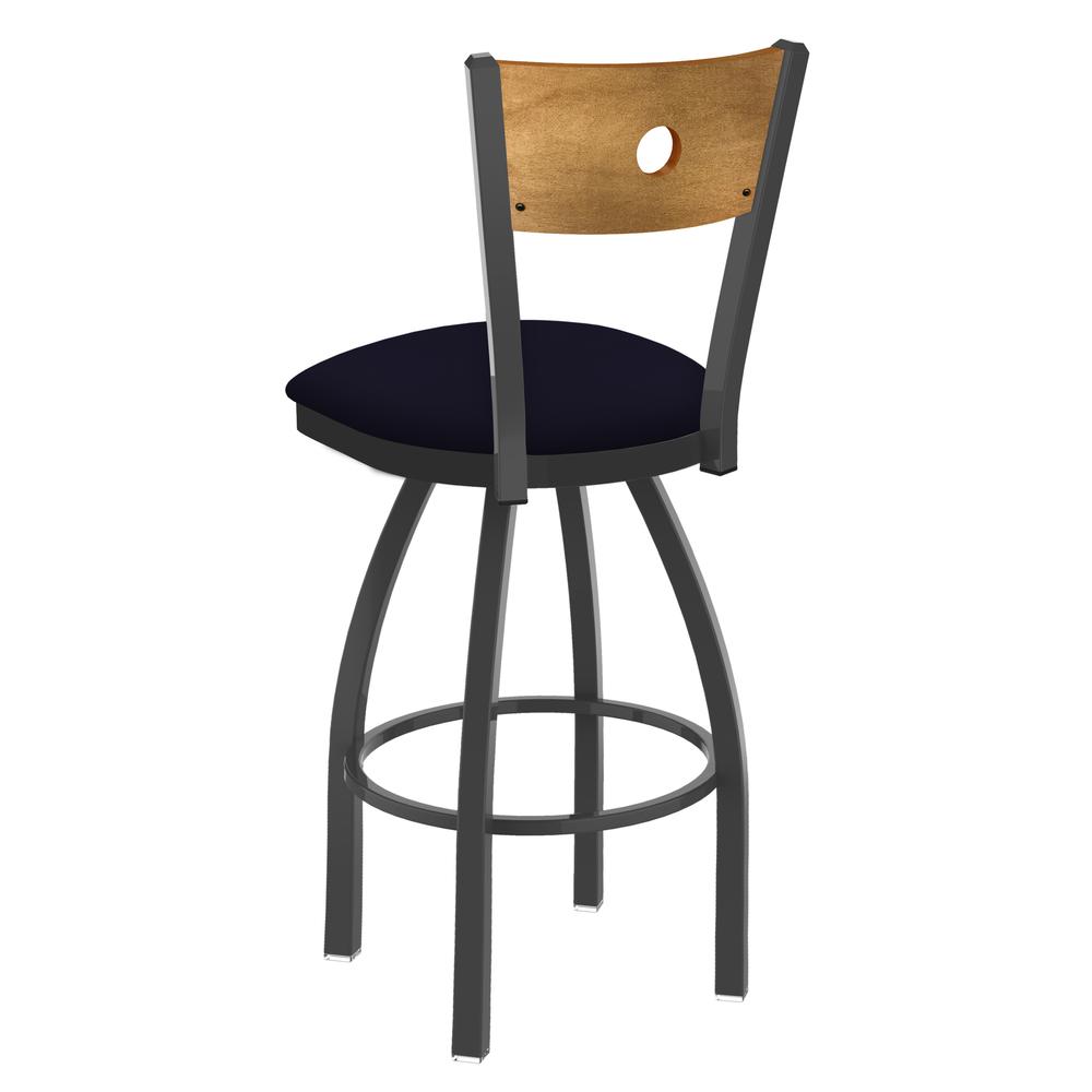 830 Voltaire 36" Swivel Counter Stool with Pewter Finish, Medium Back, and Canter Twilight Seat