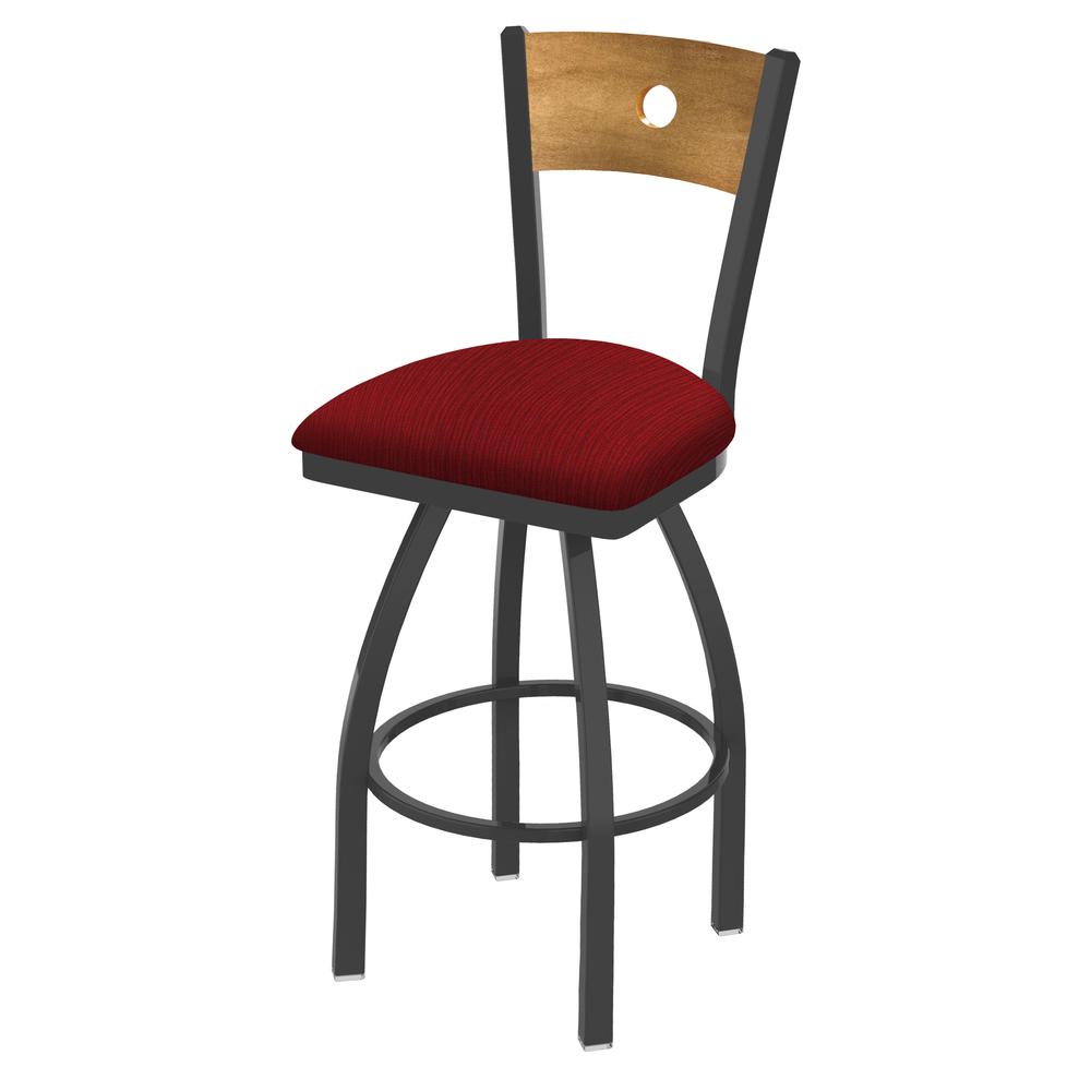 830 Voltaire 30" Swivel Counter Stool with Pewter Finish, Medium Back, and Graph Ruby Seat