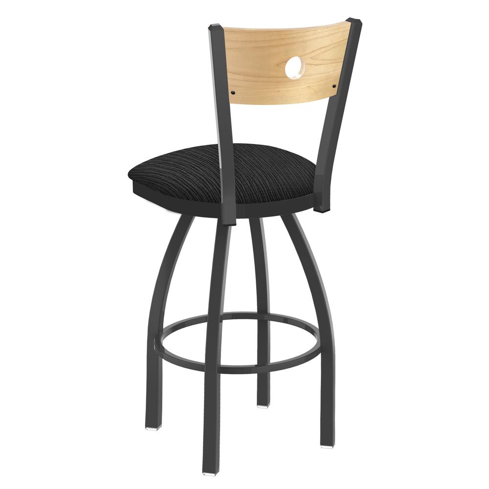 830 Voltaire 36" Swivel Counter Stool with Pewter Finish, Natural Back, and Graph Coal Seat