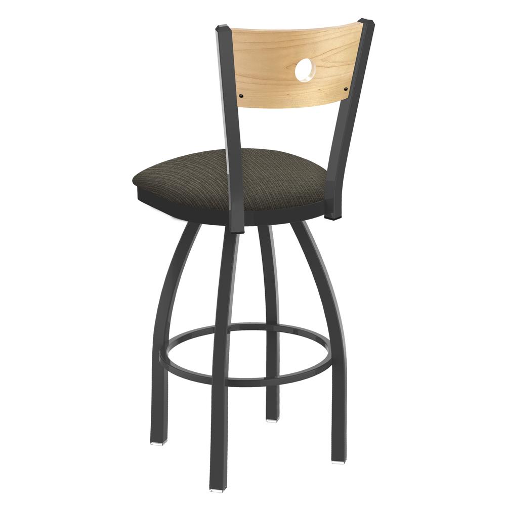 830 Voltaire 36" Swivel Counter Stool with Pewter Finish, Natural Back, and Graph Chalice Seat