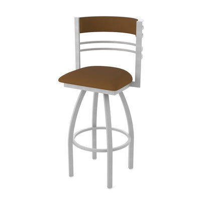 Swivel Bar Stool with Anodized Nickel Finish and Canter Thatch Seat and Back