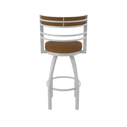 Swivel Bar Stool with Anodized Nickel Finish and Canter Thatch Seat and Back