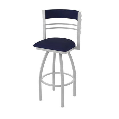 Swivel Bar Stool with Anodized Nickel Finish and Canter Twilight Seat and Back