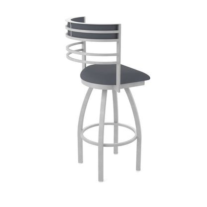 Swivel Bar Stool with Anodized Nickel Finish and Canter Storm Seat and Back