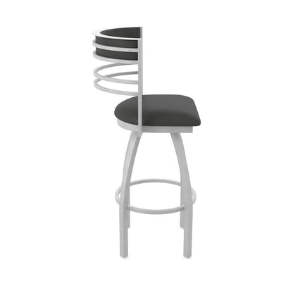 Swivel Bar Stool with Anodized Nickel Finish and Canter Iron Seat and Back