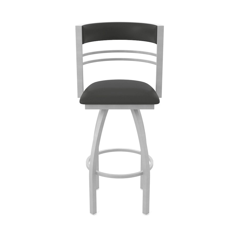 Swivel Bar Stool with Anodized Nickel Finish and Canter Iron Seat and Back