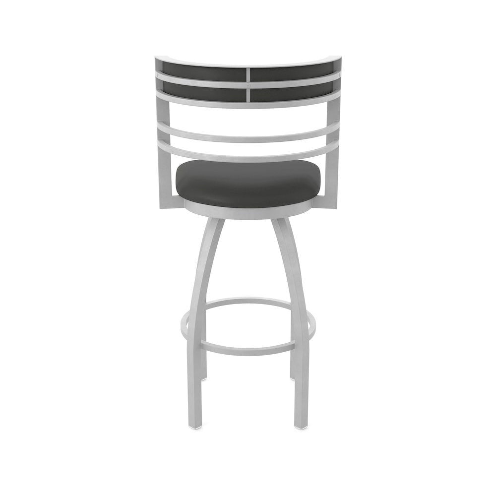 Swivel Bar Stool with Anodized Nickel Finish and Canter Iron Seat and Back