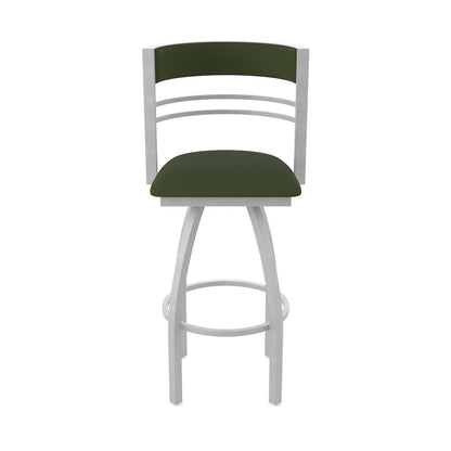 Swivel Bar Stool with Anodized Nickel Finish and Canter Pine Seat and Back