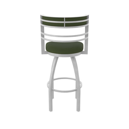 Swivel Bar Stool with Anodized Nickel Finish and Canter Pine Seat and Back