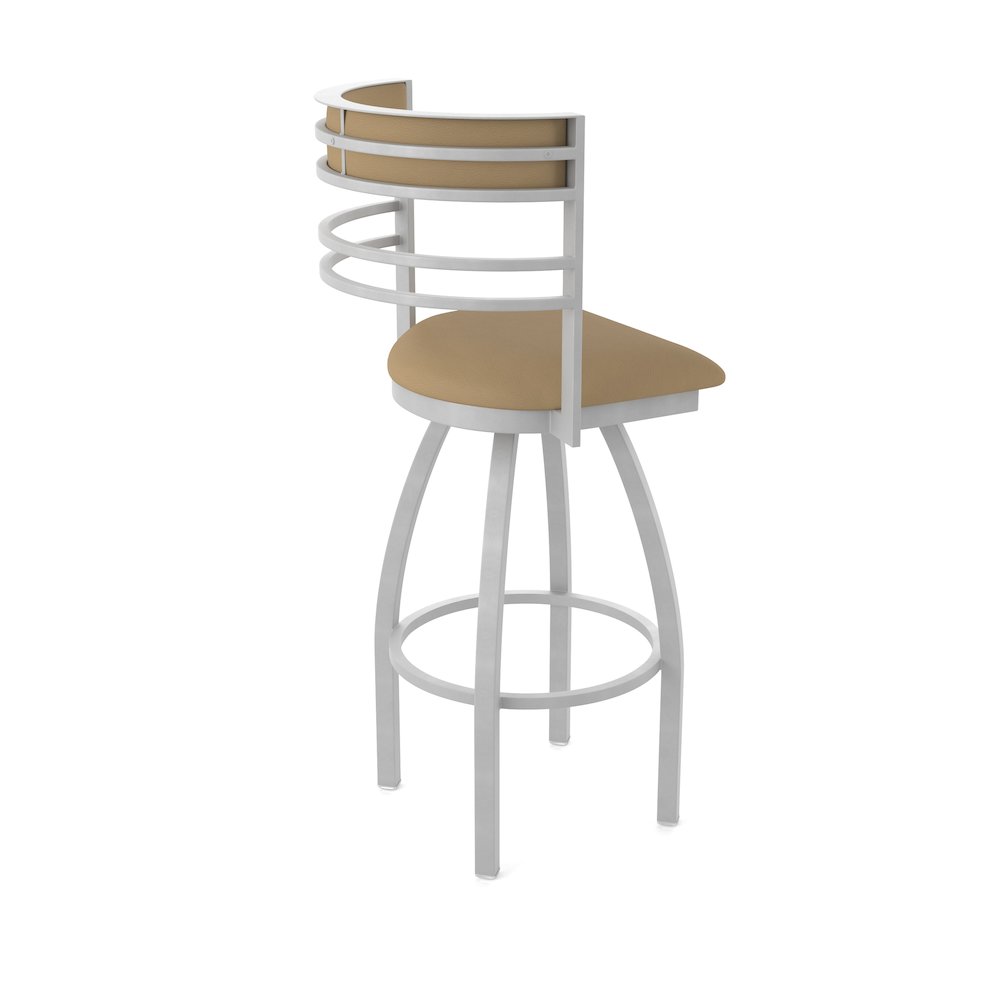 Swivel Bar Stool with Anodized Nickel Finish and Canter Sand Seat and Back