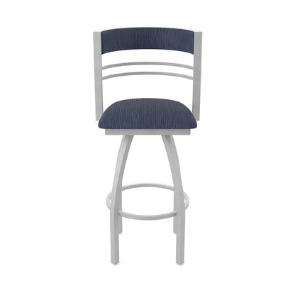 Swivel Bar Stool with Anodized Nickel Finish and Graph Anchor Seat and Back