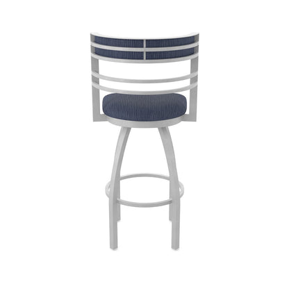Swivel Bar Stool with Anodized Nickel Finish and Graph Anchor Seat and Back