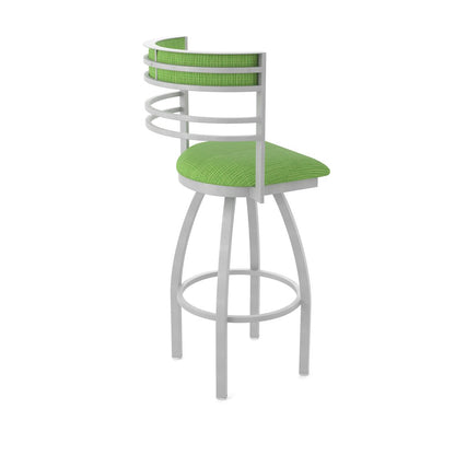 Swivel Bar Stool with Anodized Nickel Finish and Graph Parrot Seat and Back