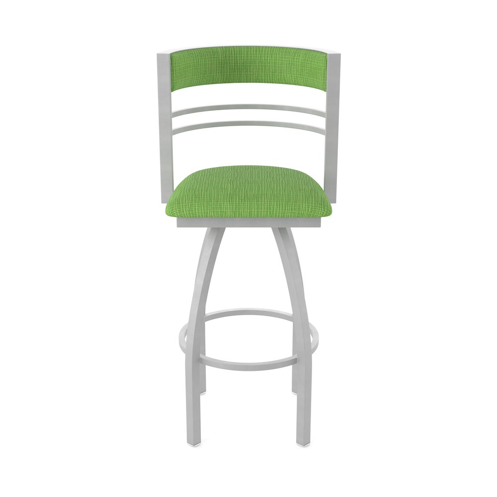 Swivel Bar Stool with Anodized Nickel Finish and Graph Parrot Seat and Back