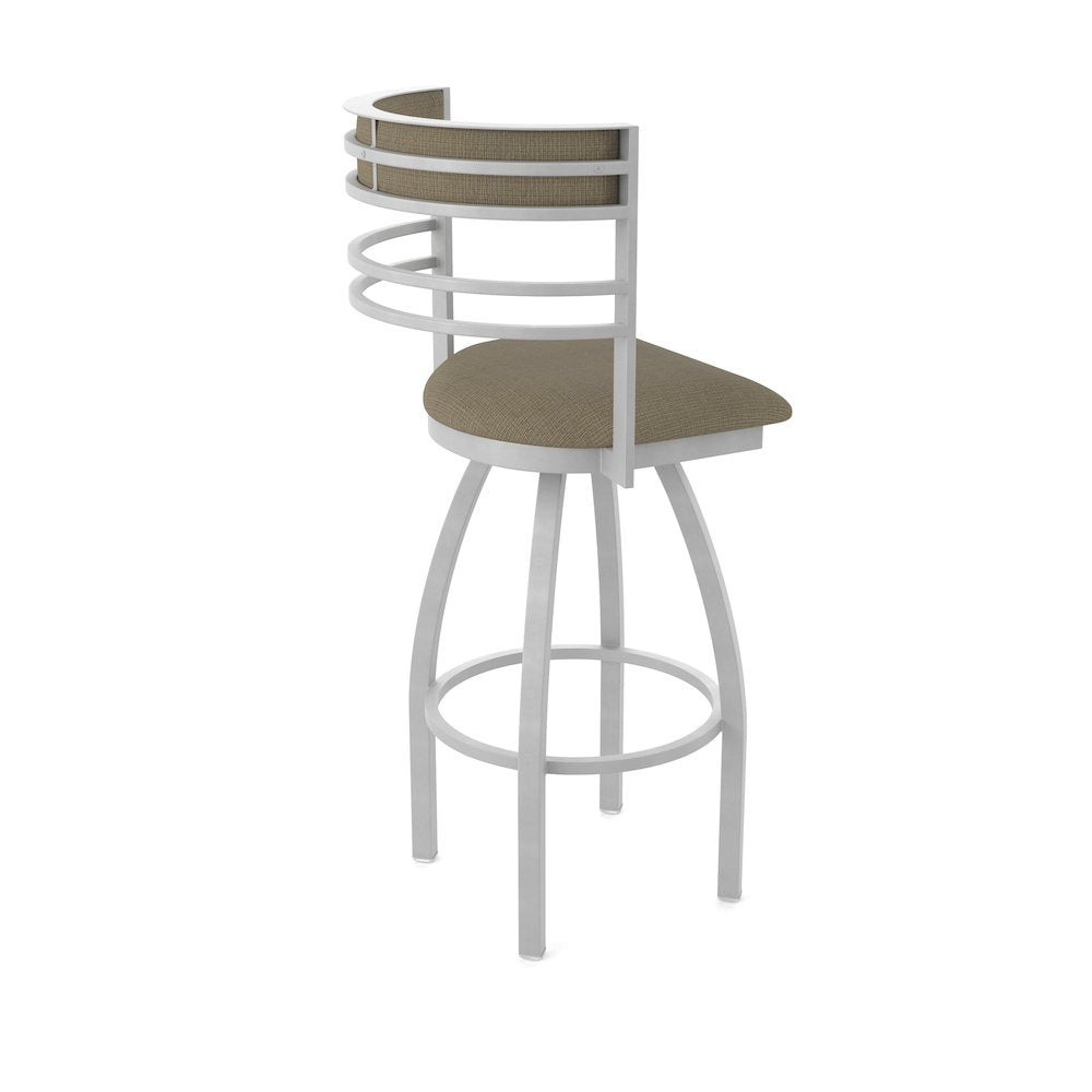 Swivel Bar Stool with Anodized Nickel Finish and Graph Cork Seat and Back