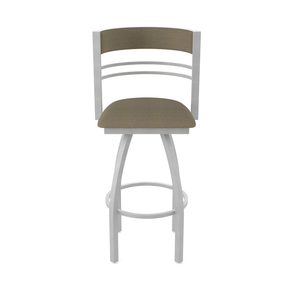 Swivel Bar Stool with Anodized Nickel Finish and Graph Cork Seat and Back