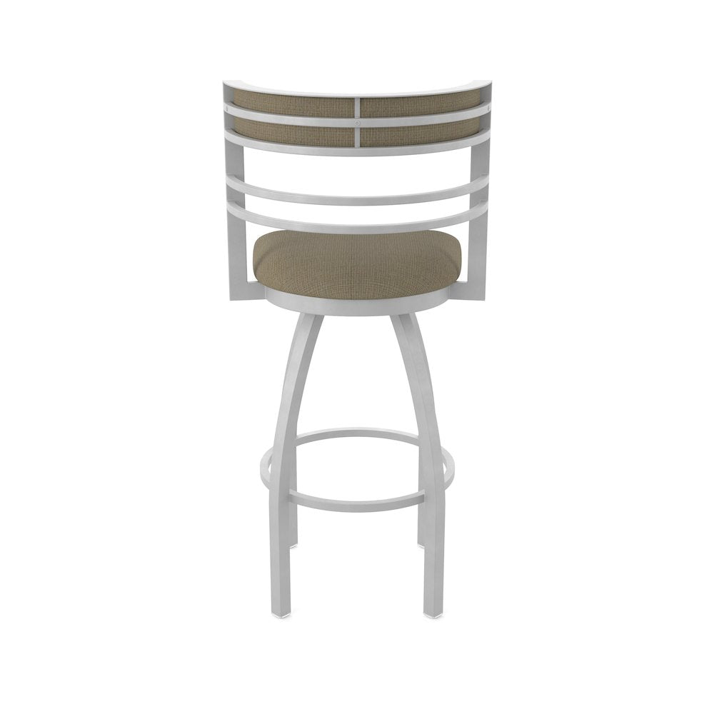Swivel Bar Stool with Anodized Nickel Finish and Graph Cork Seat and Back