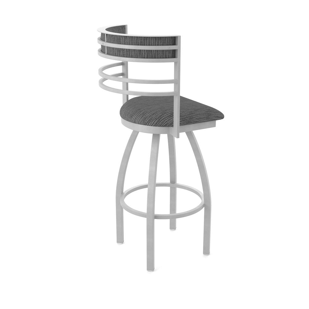 Swivel Bar Stool with Anodized Nickel Finish and Graph Coal Seat and Back