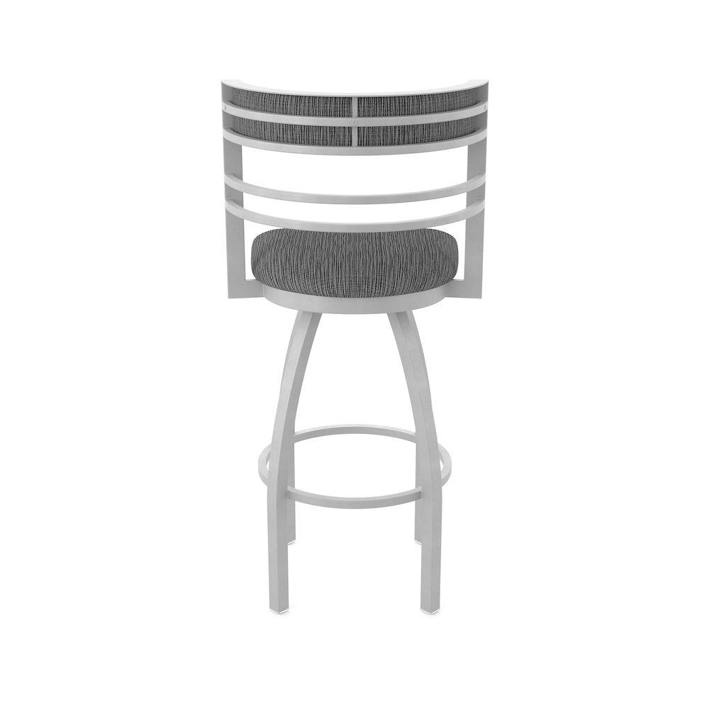 Swivel Bar Stool with Anodized Nickel Finish and Graph Coal Seat and Back