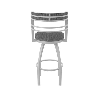 Swivel Bar Stool with Anodized Nickel Finish and Graph Coal Seat and Back