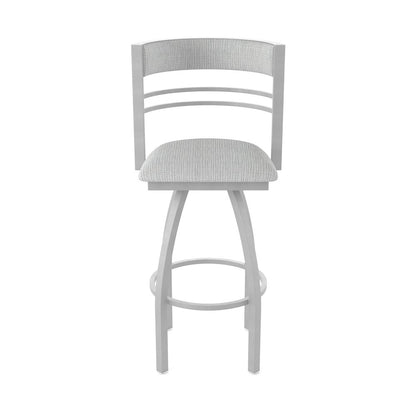 Swivel Bar Stool with Anodized Nickel Finish and Graph Alpine Seat and Back
