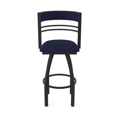 Swivel Bar Stool with Black Wrinkle Finish and Canter Twilight Seat and Back