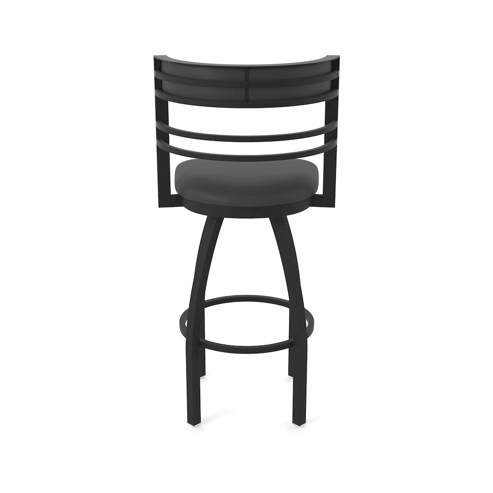 Swivel Bar Stool with Black Wrinkle Finish and Canter Iron Seat and Back