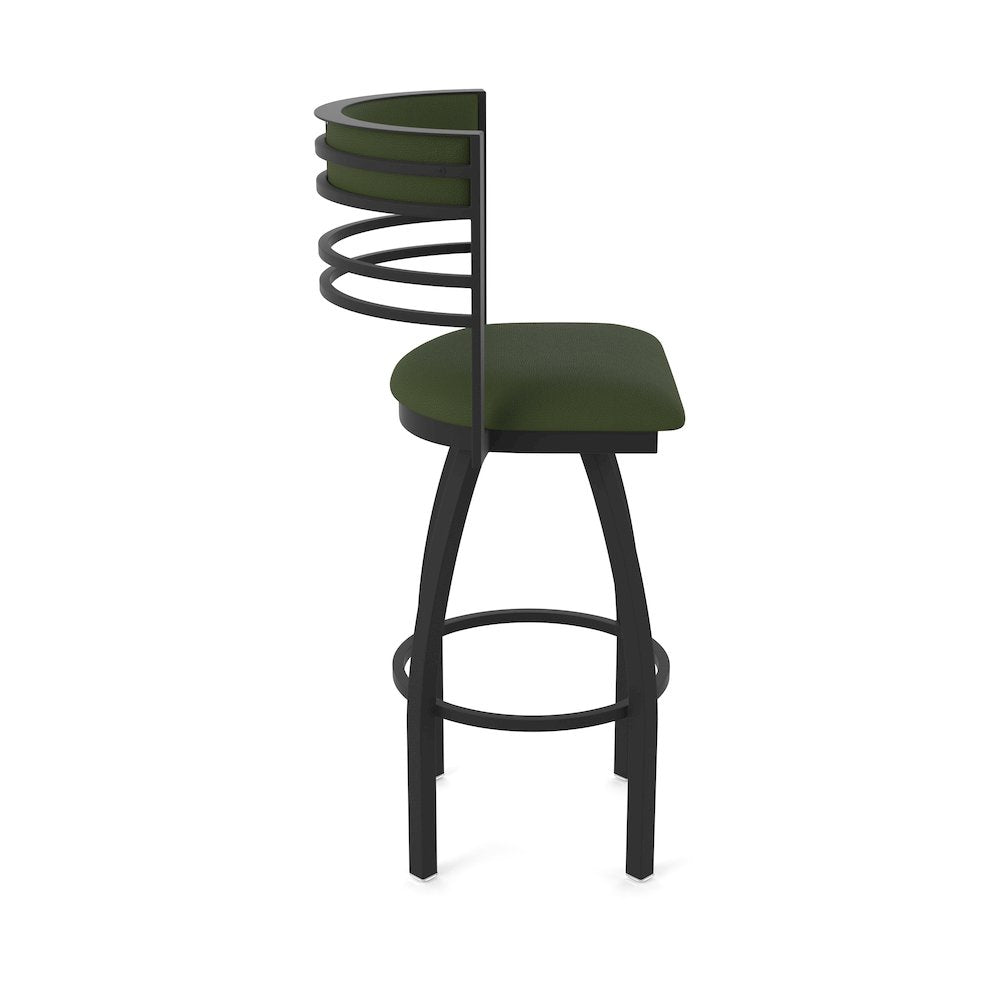 Swivel Bar Stool with Black Wrinkle Finish and Canter Pine Seat and Back