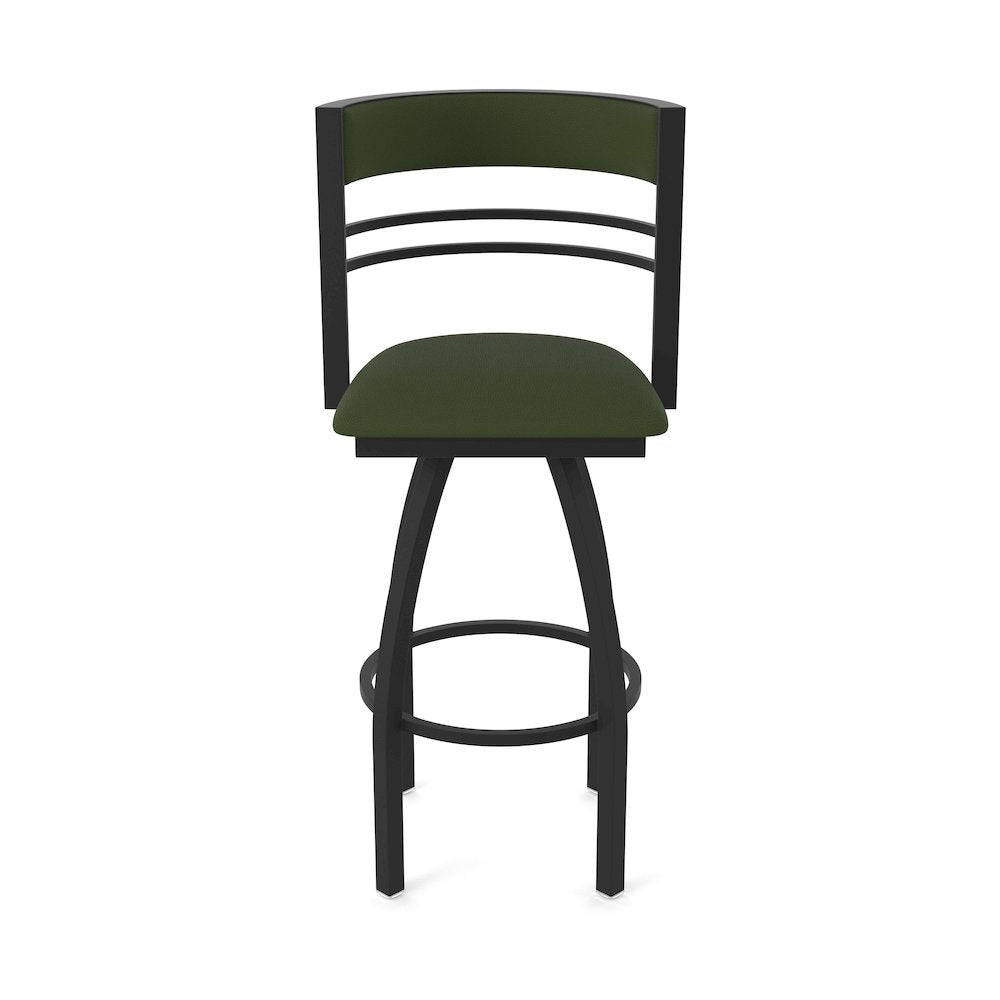 Swivel Bar Stool with Black Wrinkle Finish and Canter Pine Seat and Back