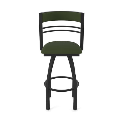Swivel Bar Stool with Black Wrinkle Finish and Canter Pine Seat and Back
