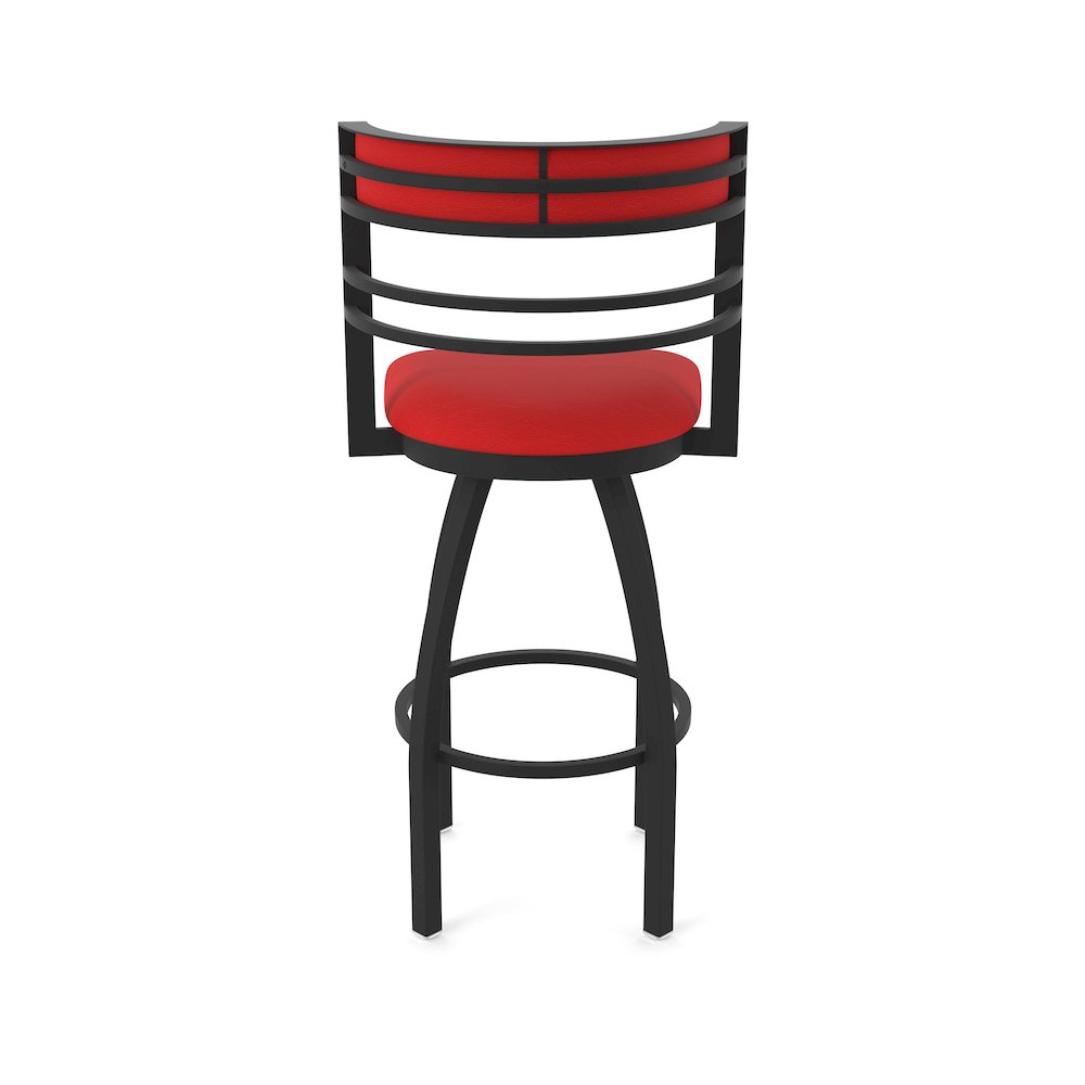 Swivel Bar Stool with Black Wrinkle Finish and Canter Red Seat and Back