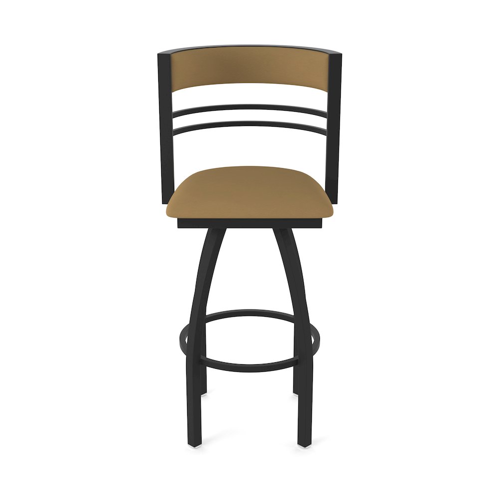Swivel Bar Stool with Black Wrinkle Finish and Canter Saddle Seat and Back
