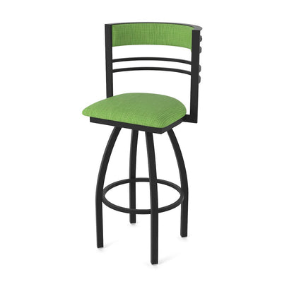 Swivel Bar Stool with Black Wrinkle Finish and Graph Parrot Seat and Back