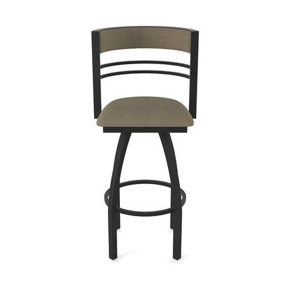 Swivel Bar Stool with Black Wrinkle Finish and Graph Cork Seat and Back