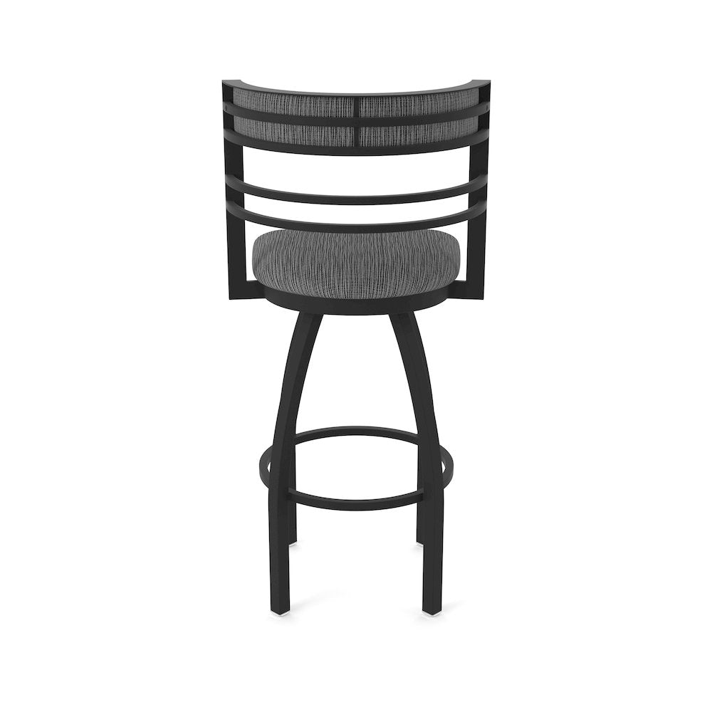 Swivel Bar Stool with Black Wrinkle Finish and Graph Coal Seat and Back