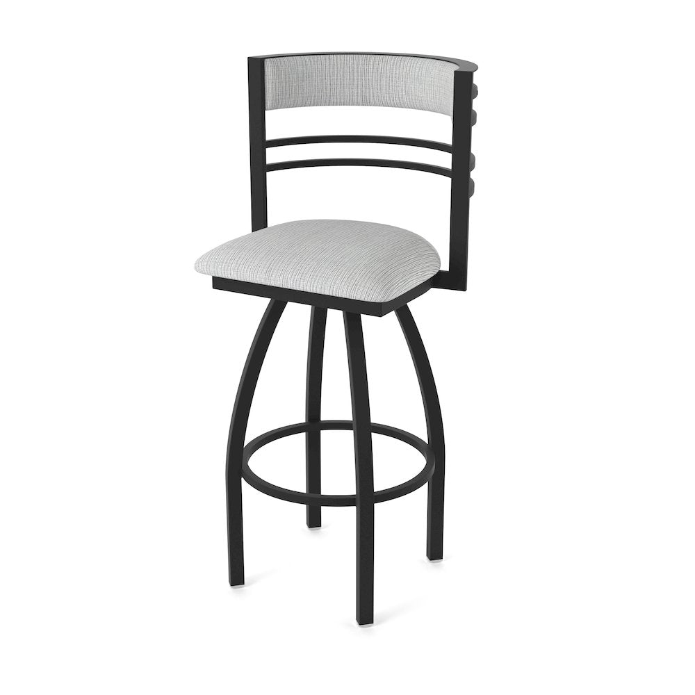 Swivel Bar Stool with Black Wrinkle Finish and Graph Alpine Seat and Back