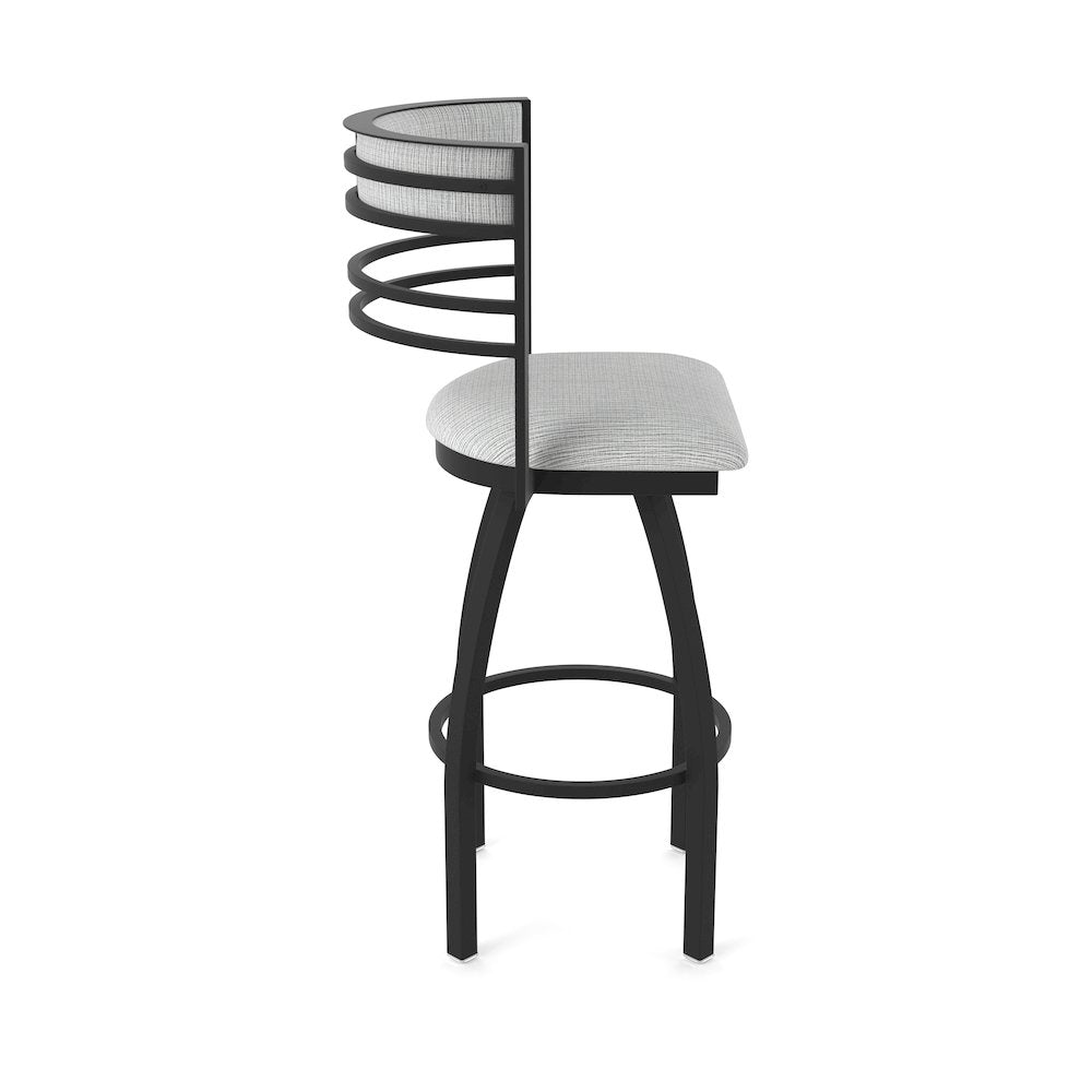 Swivel Bar Stool with Black Wrinkle Finish and Graph Alpine Seat and Back