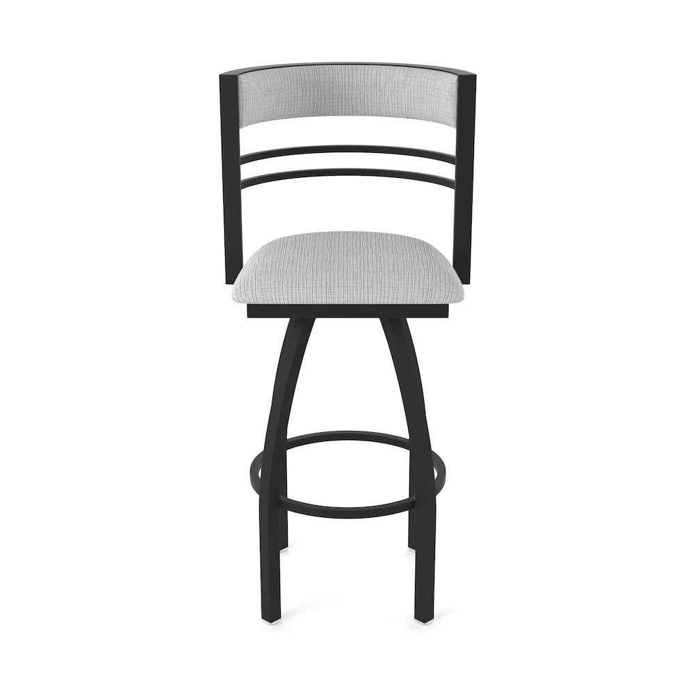 Swivel Bar Stool with Black Wrinkle Finish and Graph Alpine Seat and Back