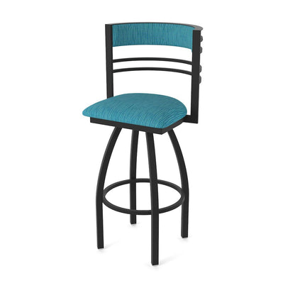 Swivel Bar Stool with Black Wrinkle Finish and Graph Tidal Seat and Back