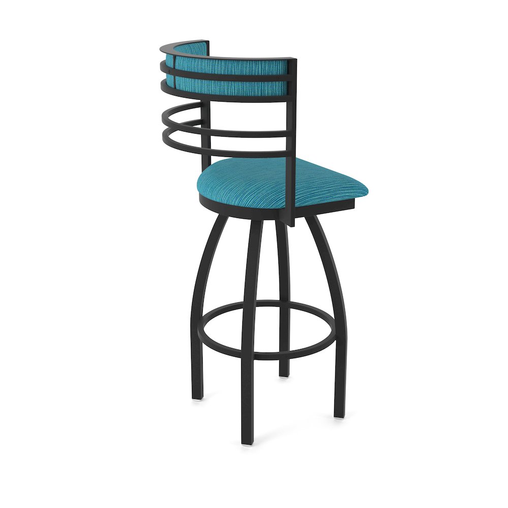 Swivel Bar Stool with Black Wrinkle Finish and Graph Tidal Seat and Back